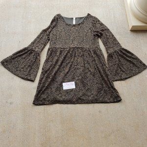 Pink Lily Olive Green Lace Bell Sleeve Dress.